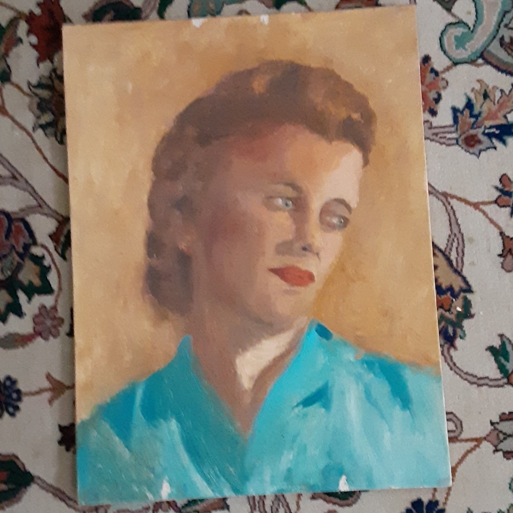 A Wonderful Vintage Portrait Painting of a Beautiful Woman Canvas Board Unframed